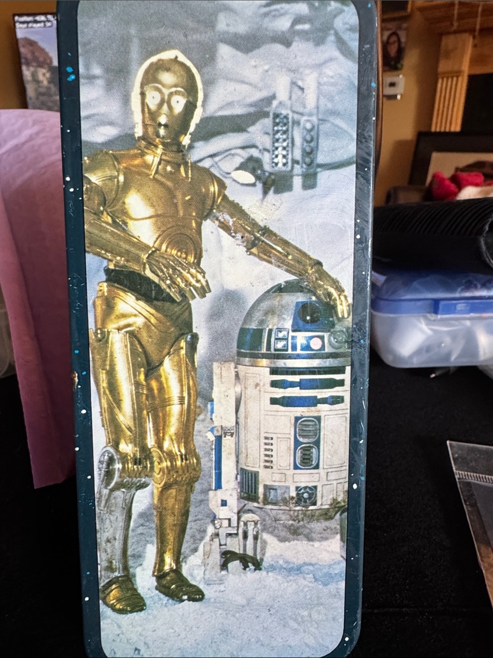 Vintage Gold & White Star Wars Decorative Pencil Case - R2-D2 & C-3PO